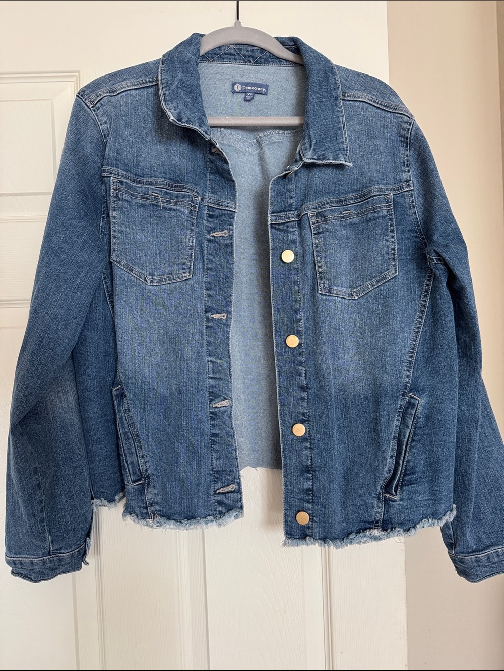 Democracy Medium Blue Denim Jacket with Gold Buttons